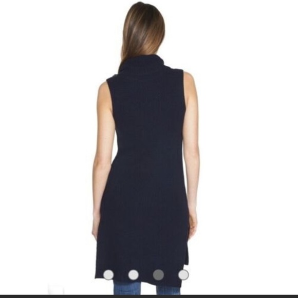 White House Black Market navy blue knit sleeveless turtleneck sweater Small - Picture 2 of 10